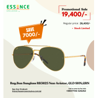 Ray.Ban Sunglass RB3625 New Aviator, GLD SHN, GRN